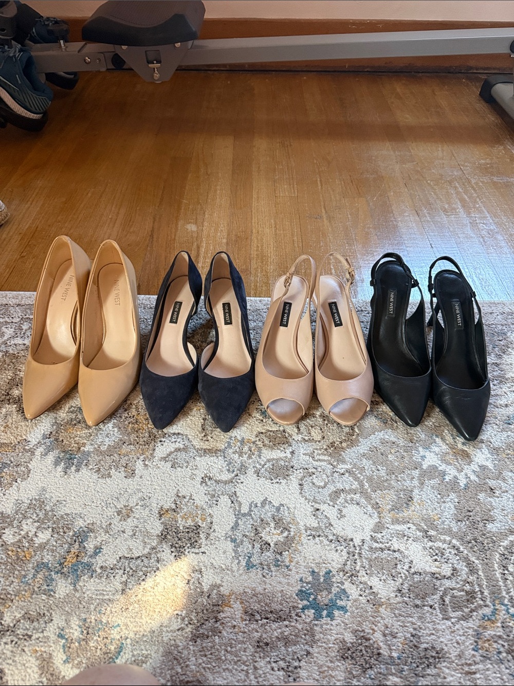 Lot of 4 Nine West Women's Heels Set - Nude, Navy, Black